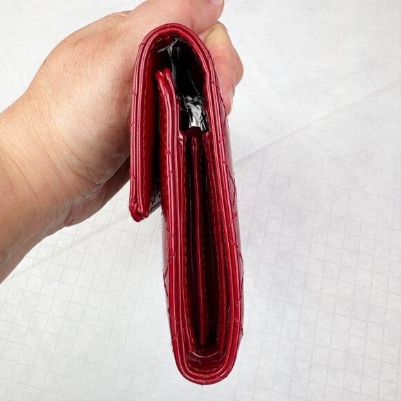 Aldo Red Quilted Patent Leather wallet / Wristlet Clutch - Picture 9 of 16
